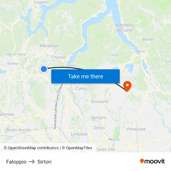 Faloppio to Sirtori map