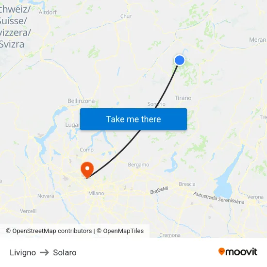 Livigno to Solaro map