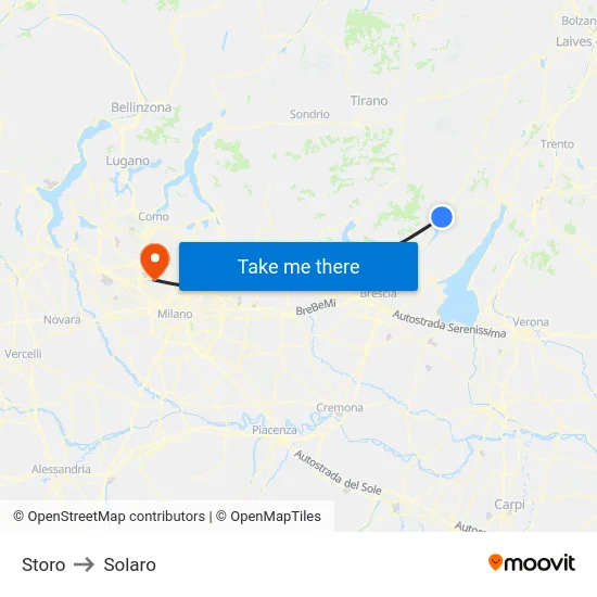 Storo to Solaro map