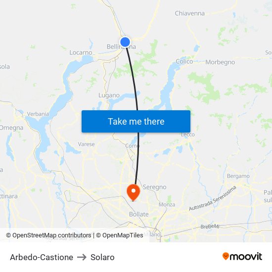 Arbedo-Castione to Solaro map