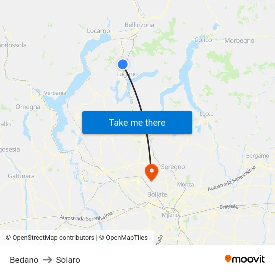 Bedano to Solaro map
