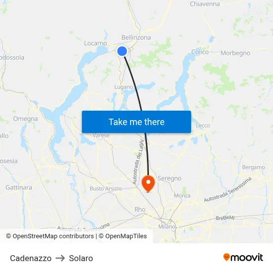 Cadenazzo to Solaro map