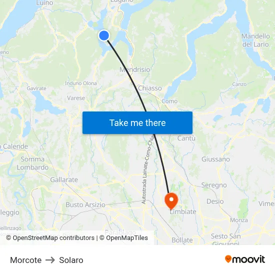 Morcote to Solaro map