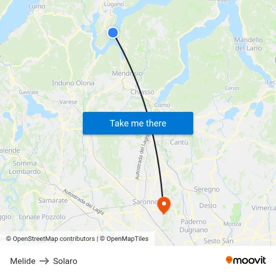 Melide to Solaro map
