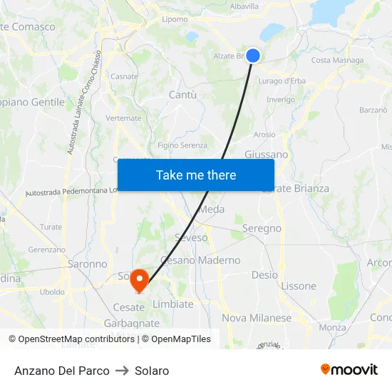 Anzano Del Parco to Solaro map