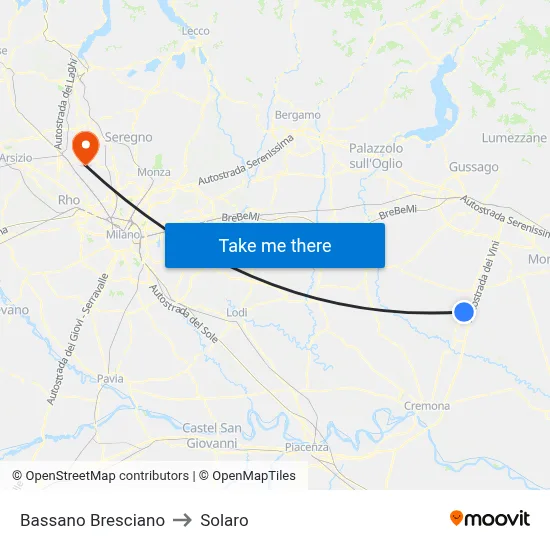 Bassano Bresciano to Solaro map