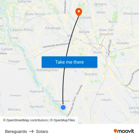 Bereguardo to Solaro map