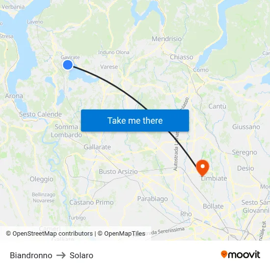 Biandronno to Solaro map