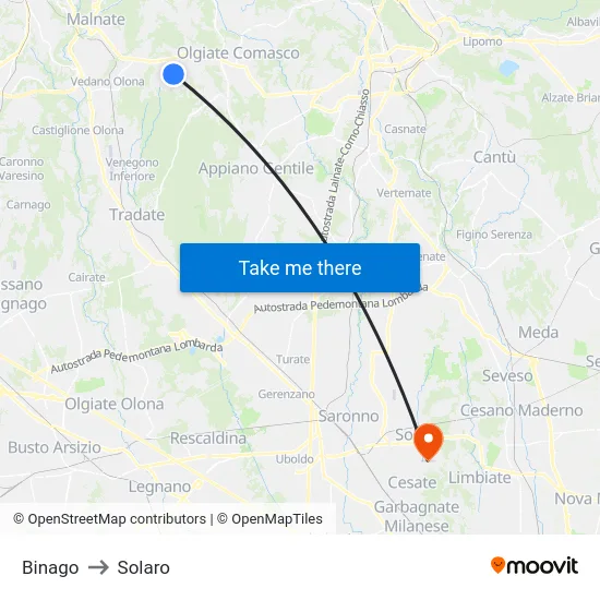 Binago to Solaro map
