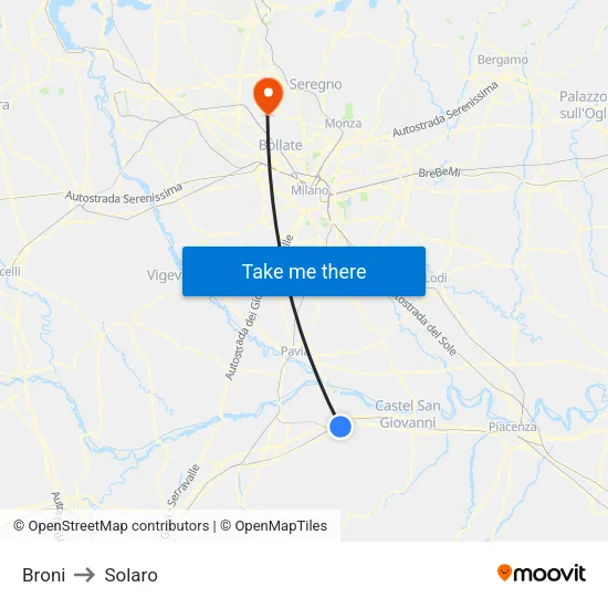 Broni to Solaro map