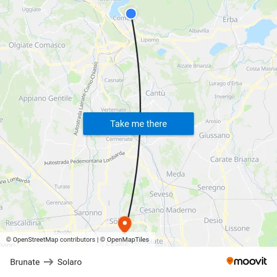 Brunate to Solaro map
