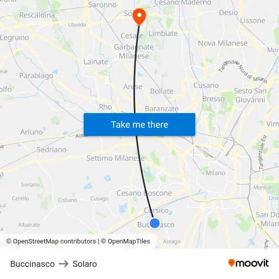 Buccinasco to Solaro map