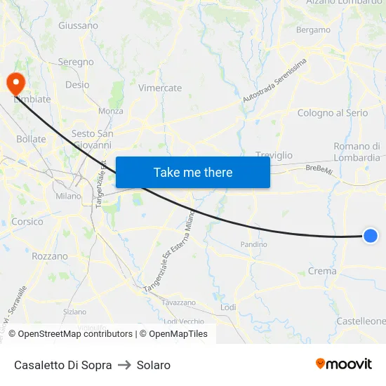 Casaletto Di Sopra to Solaro map