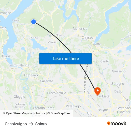 Casalzuigno to Solaro map