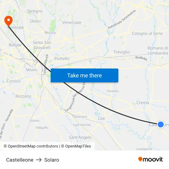 Castelleone to Solaro map