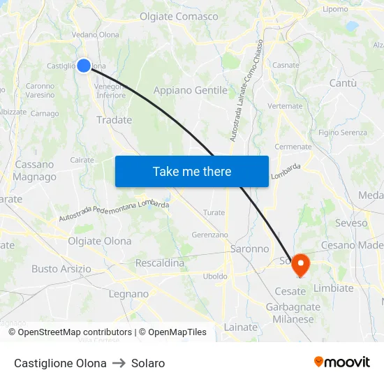 Castiglione Olona to Solaro map