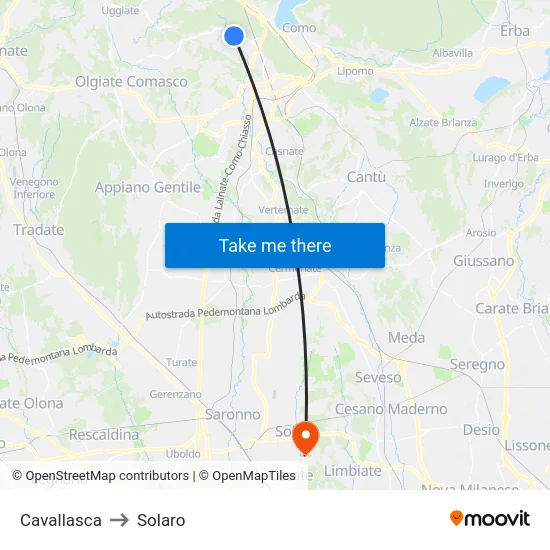 Cavallasca to Solaro map