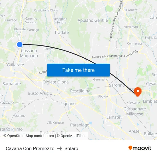 Cavaria Con Premezzo to Solaro map
