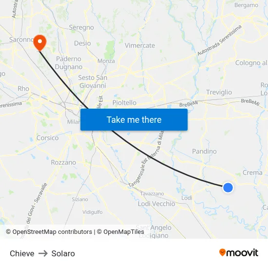 Chieve to Solaro map