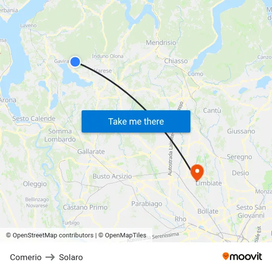 Comerio to Solaro map