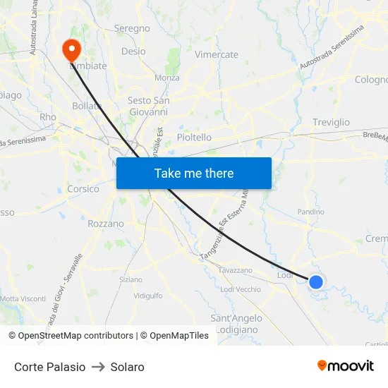 Corte Palasio to Solaro map