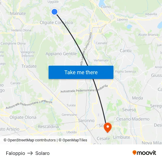 Faloppio to Solaro map