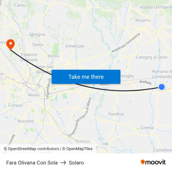 Fara Olivana Con Sola to Solaro map