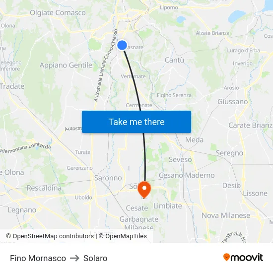 Fino Mornasco to Solaro map