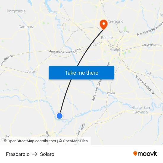 Frascarolo to Solaro map