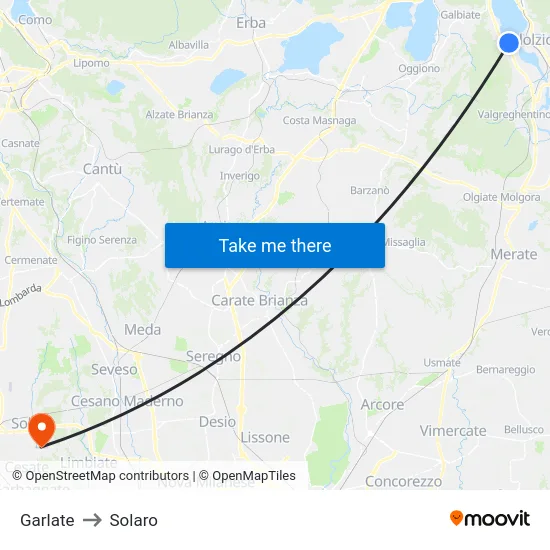 Garlate to Solaro map