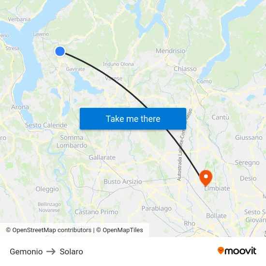 Gemonio to Solaro map