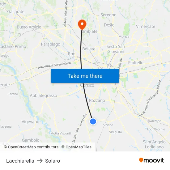 Lacchiarella to Solaro map