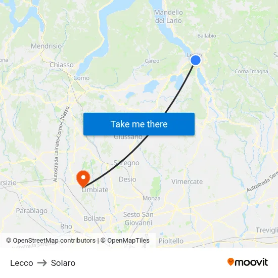 Lecco to Solaro map