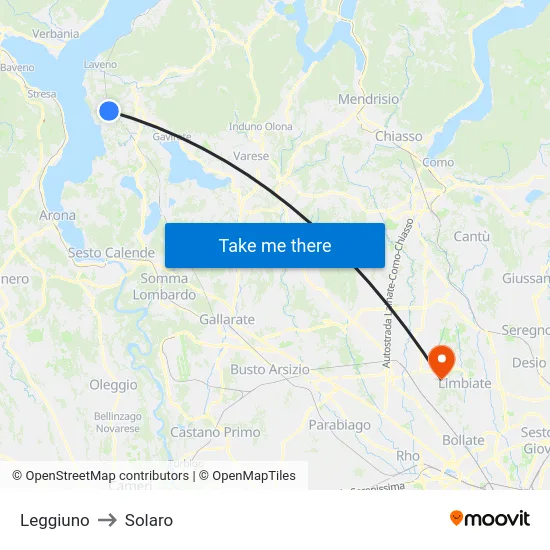 Leggiuno to Solaro map