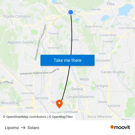 Lipomo to Solaro map