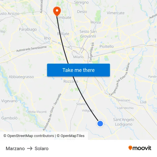 Marzano to Solaro map