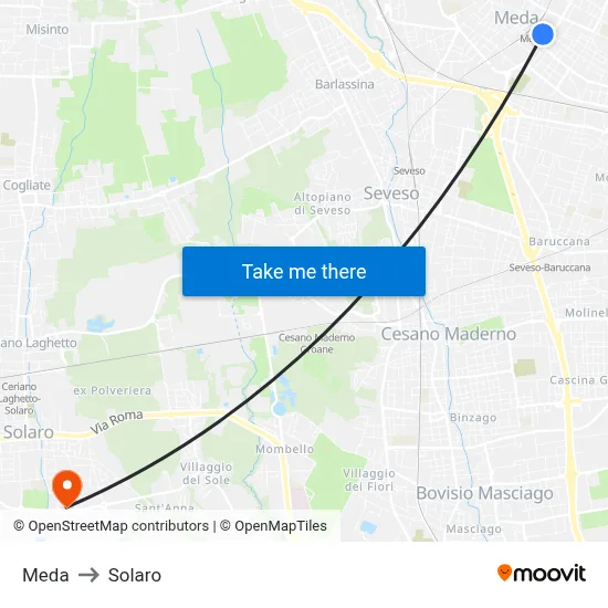 Meda to Solaro map