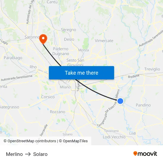 Merlino to Solaro map