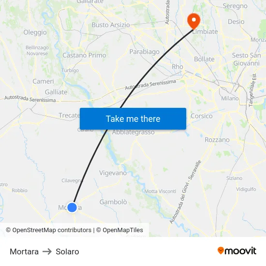 Mortara to Solaro map