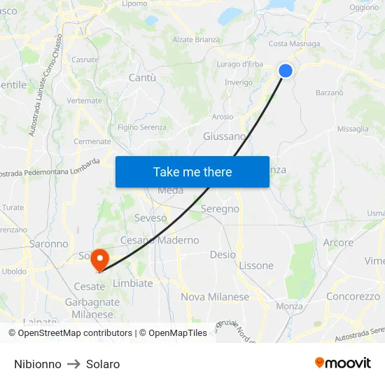 Nibionno to Solaro map