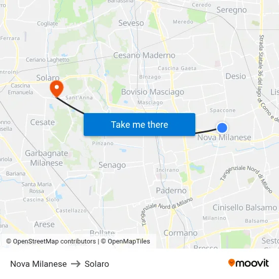 Nova Milanese to Solaro map