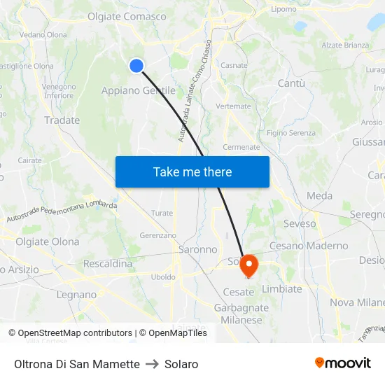 Oltrona Di San Mamette to Solaro map