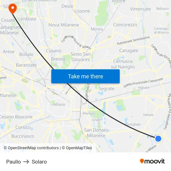Paullo to Solaro map
