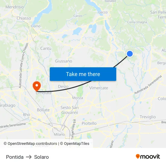 Pontida to Solaro map