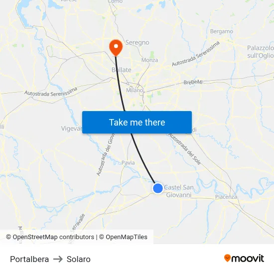 Portalbera to Solaro map