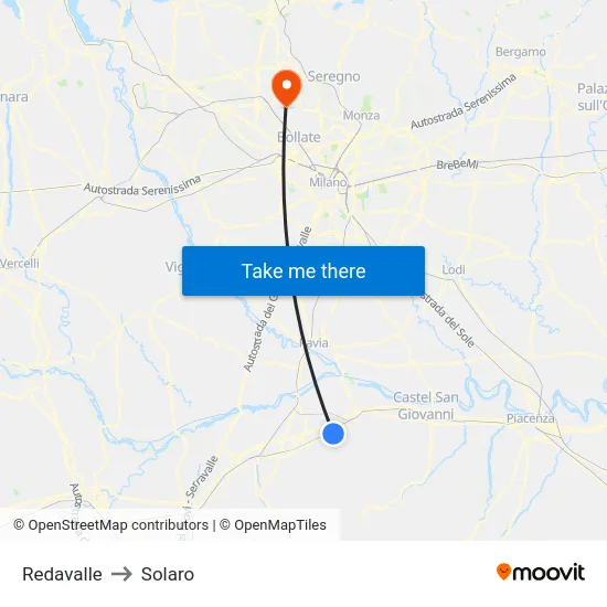 Redavalle to Solaro map