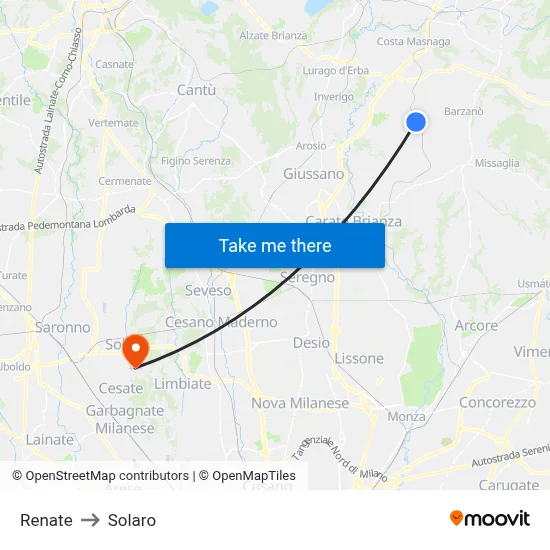 Renate to Solaro map