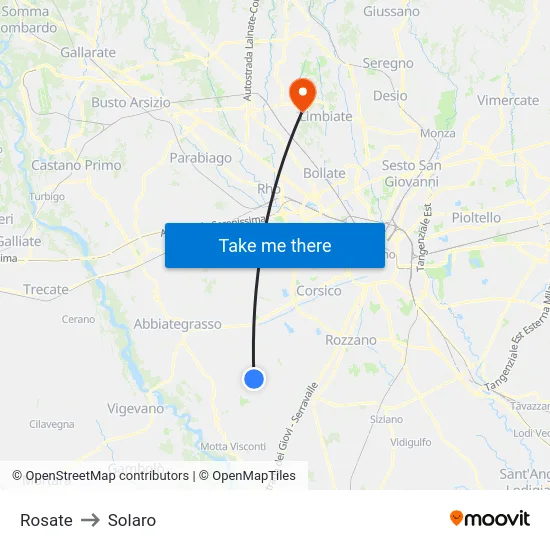 Rosate to Solaro map