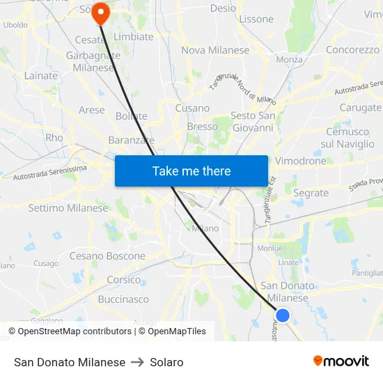 San Donato Milanese to Solaro map