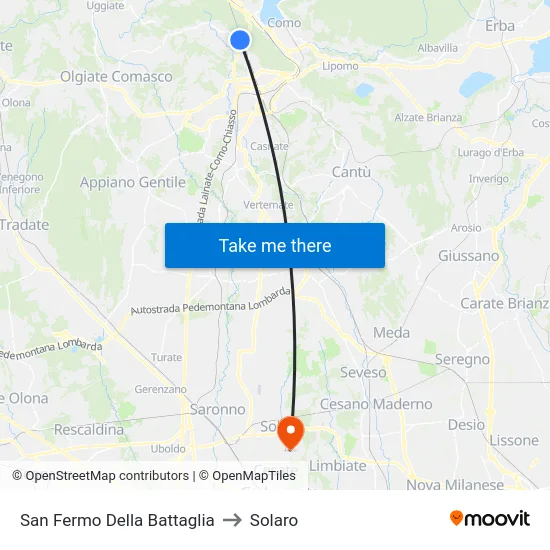 San Fermo Della Battaglia to Solaro map